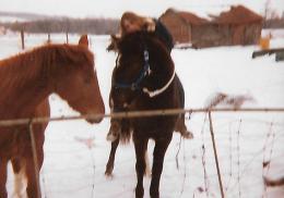Riding bareback with a halter and lead rope